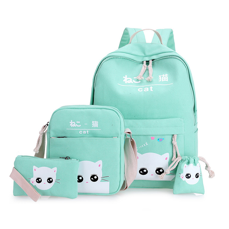 6Pcs School Bag Sets Girl Canvas School Bags Printing Women Backpacks for Teenager Backpack Set