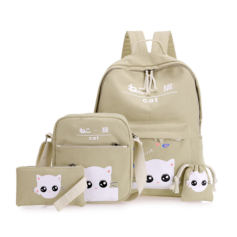 6Pcs School Bag Sets Girl Canvas School Bags Printing Women Backpacks for Teenager Backpack Set