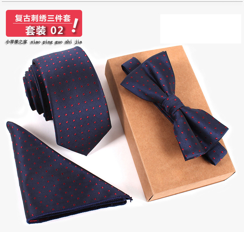 3 PCS Slim Tie Set Men Bowtie Necktie Cravate Homme Noeud Papillon Man Corbatas Hombre Pajarita