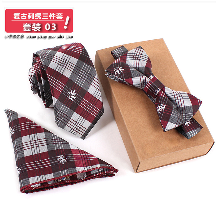 3 PCS Slim Tie Set Men Bowtie Necktie Cravate Homme Noeud Papillon Man Corbatas Hombre Pajarita