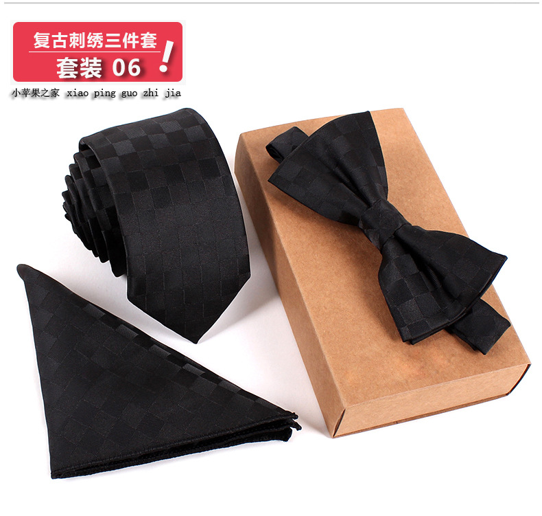 3 PCS Slim Tie Set Men Bowtie Necktie Cravate Homme Noeud Papillon Man Corbatas Hombre Pajarita