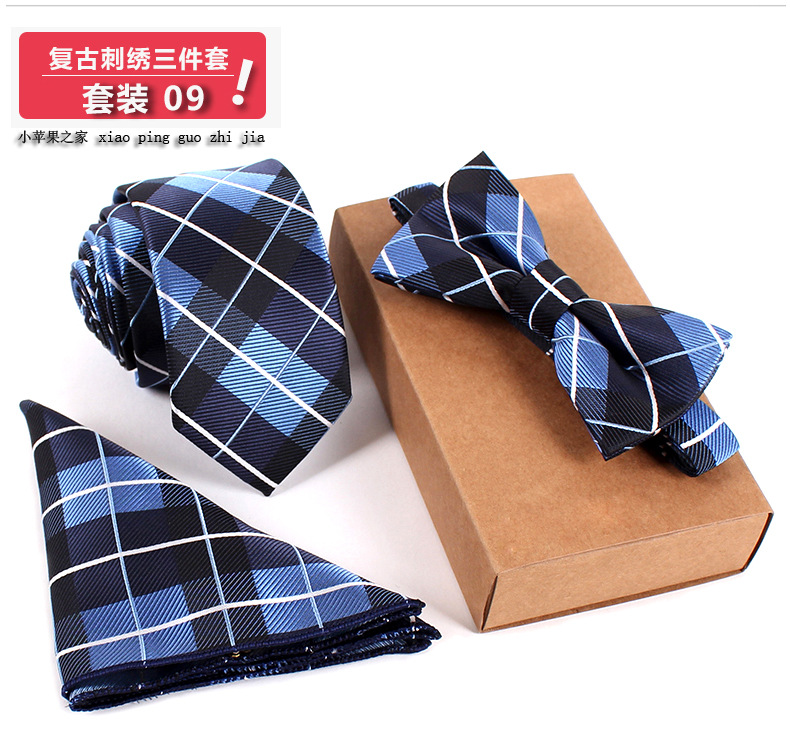 3 PCS Slim Tie Set Men Bowtie Necktie Cravate Homme Noeud Papillon Man Corbatas Hombre Pajarita
