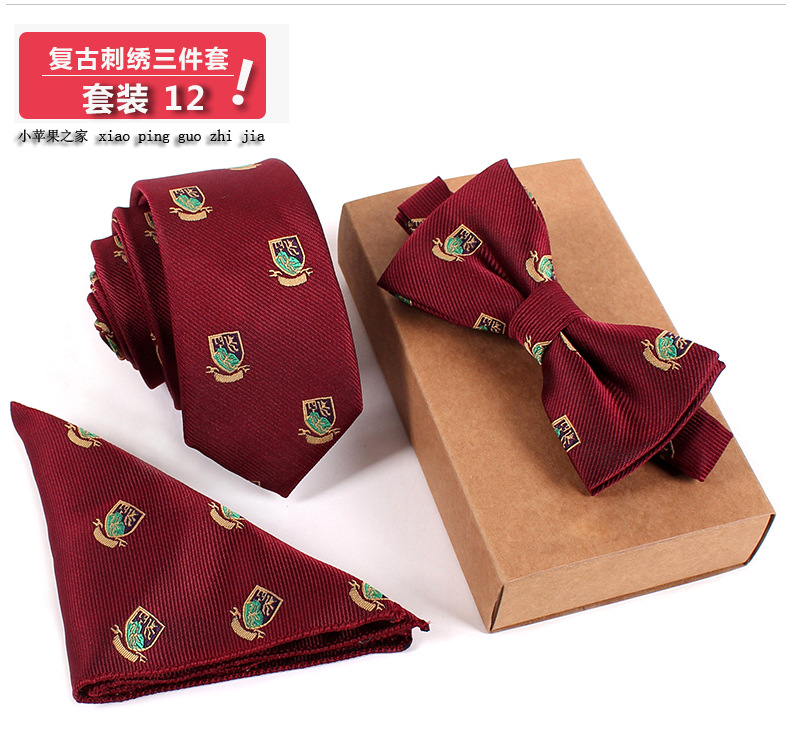 3 PCS Slim Tie Set Men Bowtie Necktie Cravate Homme Noeud Papillon Man Corbatas Hombre Pajarita