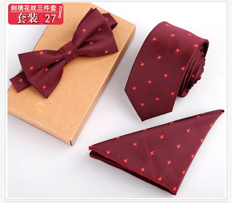 3 PCS Slim Tie Set Men Bowtie Necktie Cravate Homme Noeud Papillon Man Corbatas Hombre Pajarita