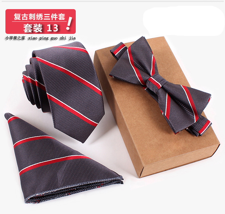 3 PCS Slim Tie Set Men Bowtie Necktie Cravate Homme Noeud Papillon Man Corbatas Hombre Pajarita