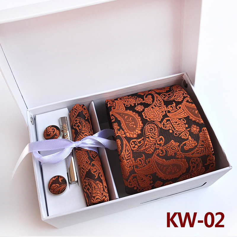 6PCS Silk Mens Tie Set Cufflinks Handkerchief Set with Gift Box Tie for Men Necktie Wedding Dress