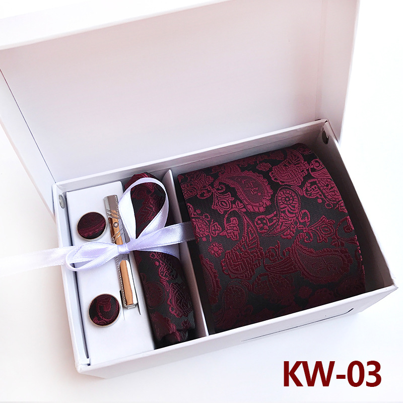 6PCS Silk Mens Tie Set Cufflinks Handkerchief Set with Gift Box Tie for Men Necktie Wedding Dress