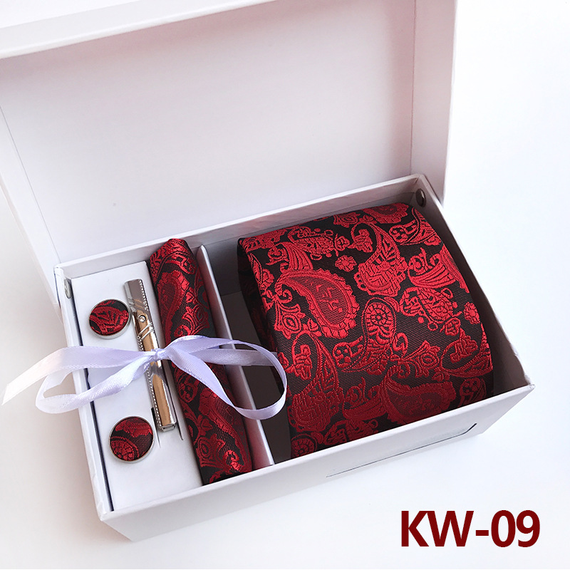6PCS Silk Mens Tie Set Cufflinks Handkerchief Set with Gift Box Tie for Men Necktie Wedding Dress