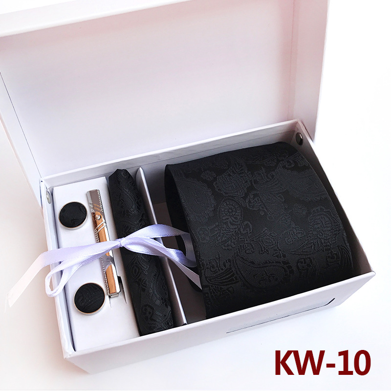 6PCS Silk Mens Tie Set Cufflinks Handkerchief Set with Gift Box Tie for Men Necktie Wedding Dress