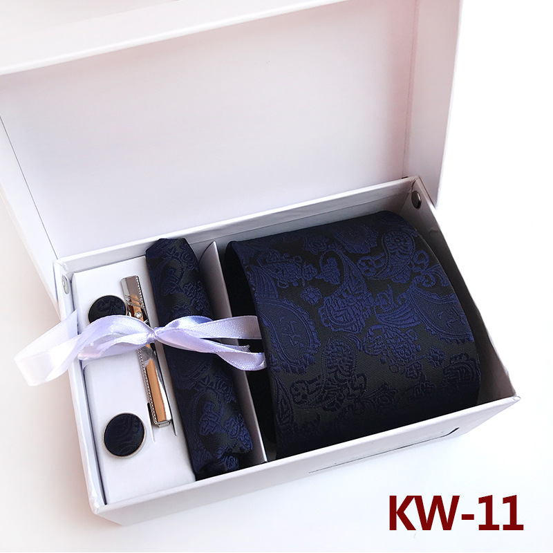 6PCS Silk Mens Tie Set Cufflinks Handkerchief Set with Gift Box Tie for Men Necktie Wedding Dress