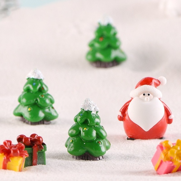 3pcs/set Christmas Miniature Snowmen Santa Elk  Figurines Fairy Garden Decor Snow Landscape Model