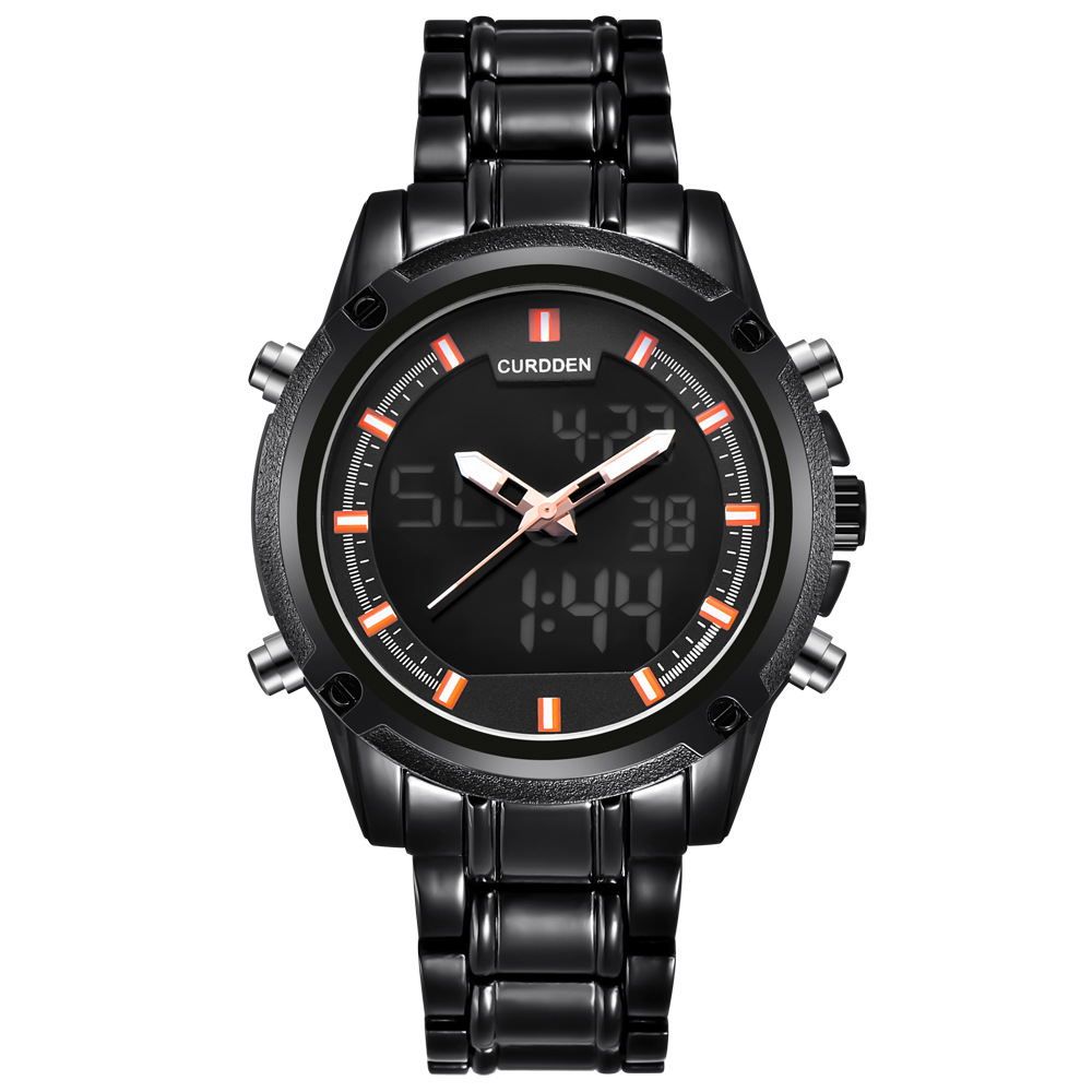 CURDDEN LED Stainless Steel Date Digital Men's Quartz 30M Waterproof Sports Watch Cool