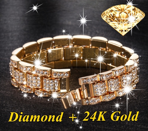 Best price for Mens fashion 24K Gold Plated Solid Stainless Steel Chain ...