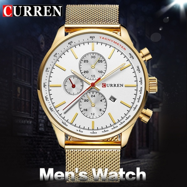 CURREN Watch for Men Top Luxury Brand Man Fashion Classic White Gold Business Casual Quartz-watch