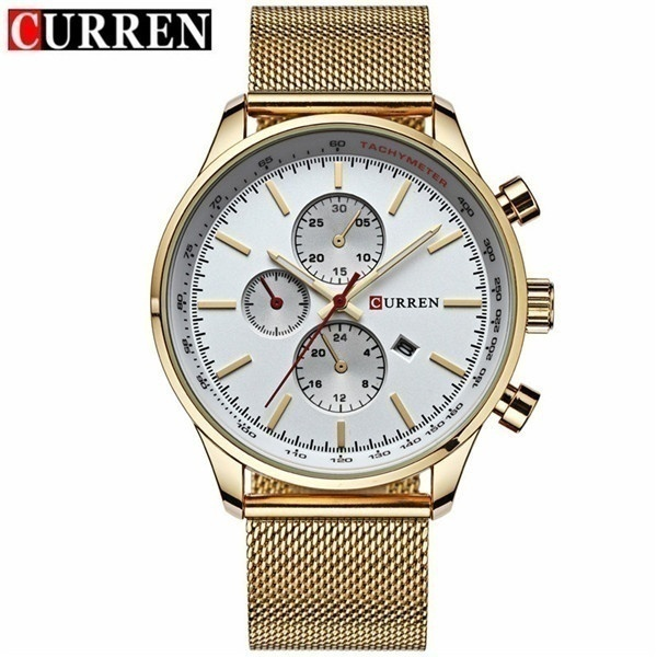 CURREN Watch for Men Top Luxury Brand Man Fashion Classic White Gold Business Casual Quartz-watch