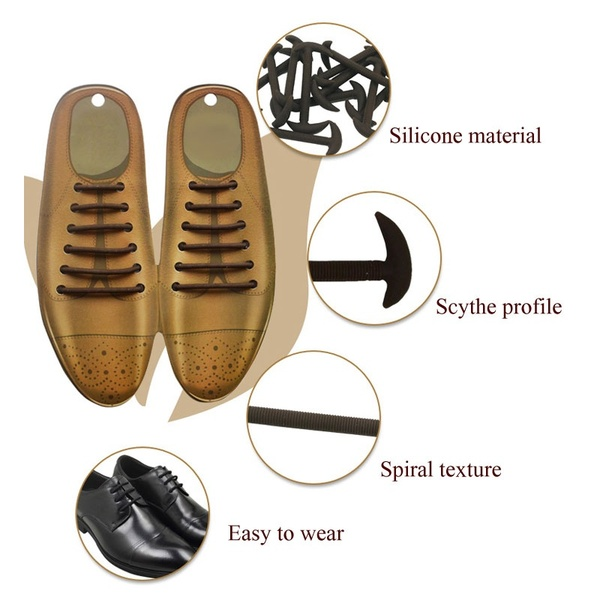 12Pcs/Set 3 Sizes Men Women Leather Shoes Lazy No Tie Shoelaces Elastic Silicone Shoe Lace Suitable
