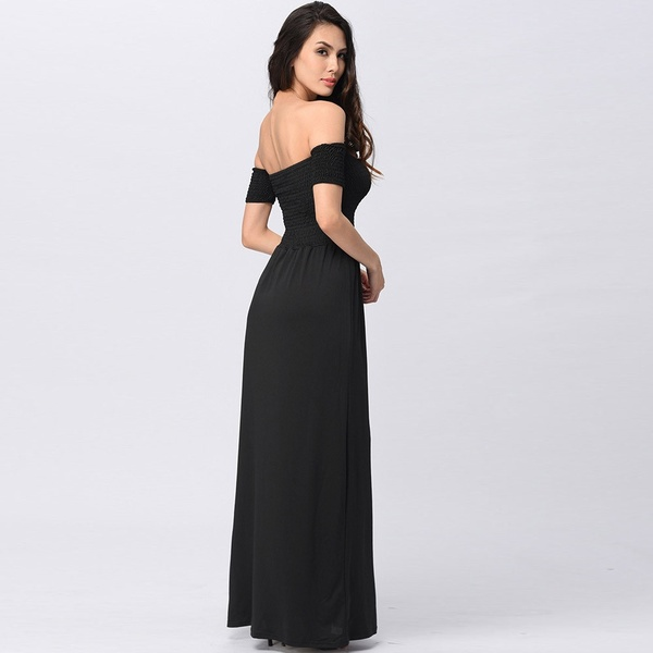 New Womens Off Shoulder Summer Beach Holiday Evening Party Long Maxi Pleated Dress Hot