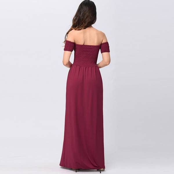 New Womens Off Shoulder Summer Beach Holiday Evening Party Long Maxi Pleated Dress Hot