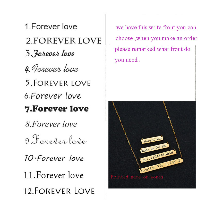 Customized Name Personalised Gift 316L Stainless Steel Name 3 Colors Square Dog Tag Pendant Necklace