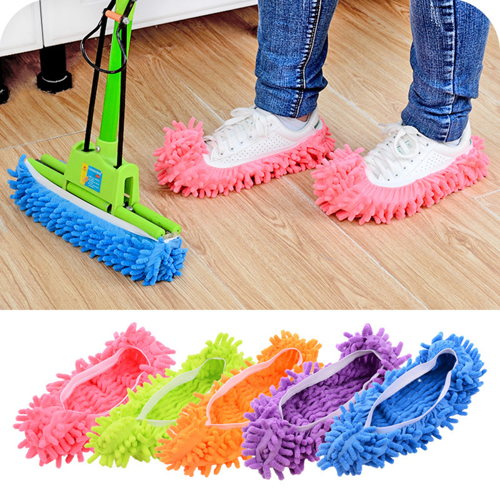 1pair(2pcs) Mop Slipper Floor Polishing Cover Cleaner Dusting Cleaning House Foot Shoes Cove