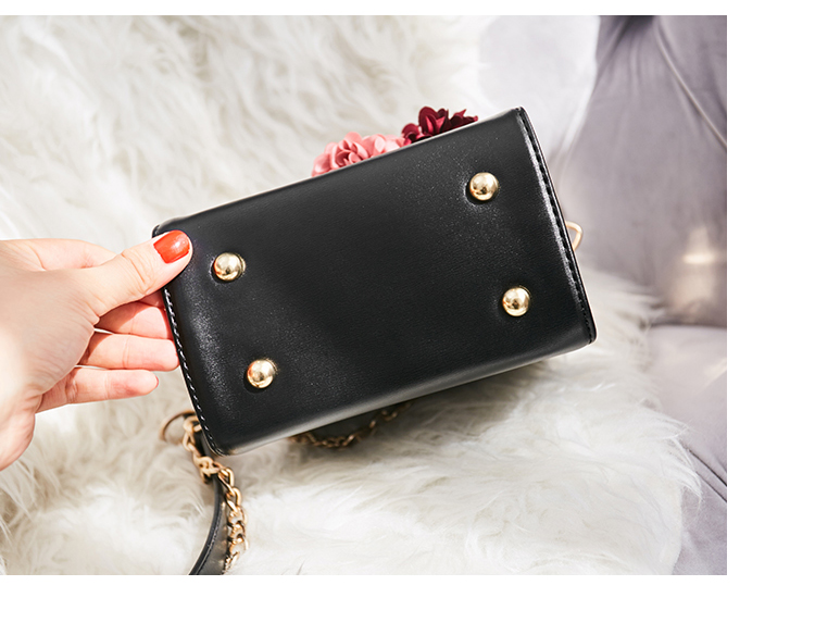 Fashion Mini Square-Shaped Leather Bag Women&apos;s Bags With Flower Design Handbags