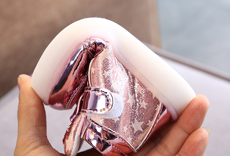 Fashion Children's Stars Leather Kid's LED Light Shoes Magic Buckle  Star Luminous Toddler Sneakers