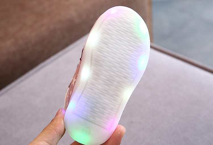 Fashion Children's Stars Leather Kid's LED Light Shoes Magic Buckle  Star Luminous Toddler Sneakers