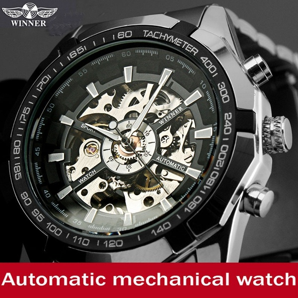 Mens Skeleton Mechanical Watch Automatic Casual Dress Wristwatch Reloj Montre Uhr