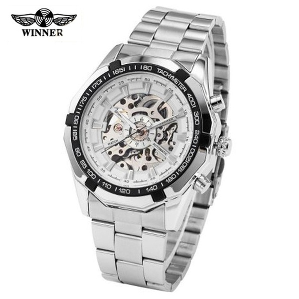 Mens Skeleton Mechanical Watch Automatic Casual Dress Wristwatch Reloj Montre Uhr
