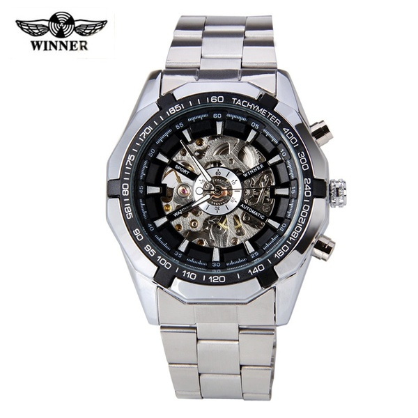 Mens Skeleton Mechanical Watch Automatic Casual Dress Wristwatch Reloj Montre Uhr