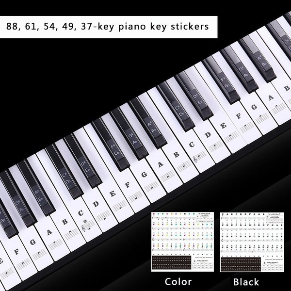 Piano Sticker Keyboard Sticker Removable  37/49/54/61/88 Key For Kids Beginners Piano Practice