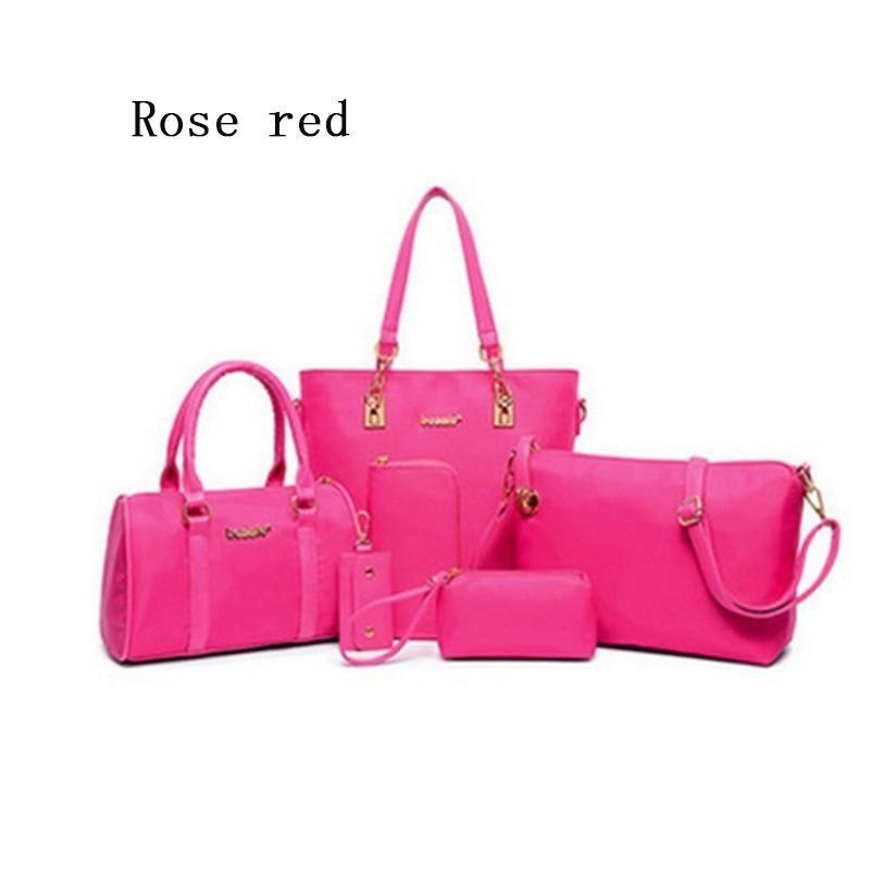 Luxury 6 Set Bags Handbag Shoulder Bag Tote Wallet Key Bag Patent Leather Design Bag