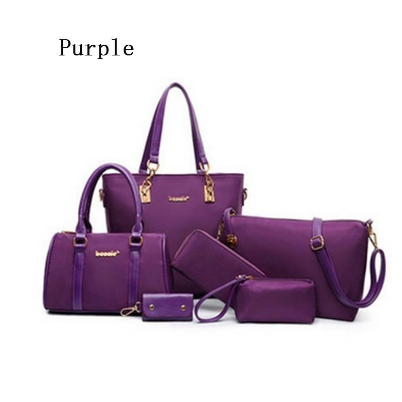 Luxury 6 Set Bags Handbag Shoulder Bag Tote Wallet Key Bag Patent Leather Design Bag