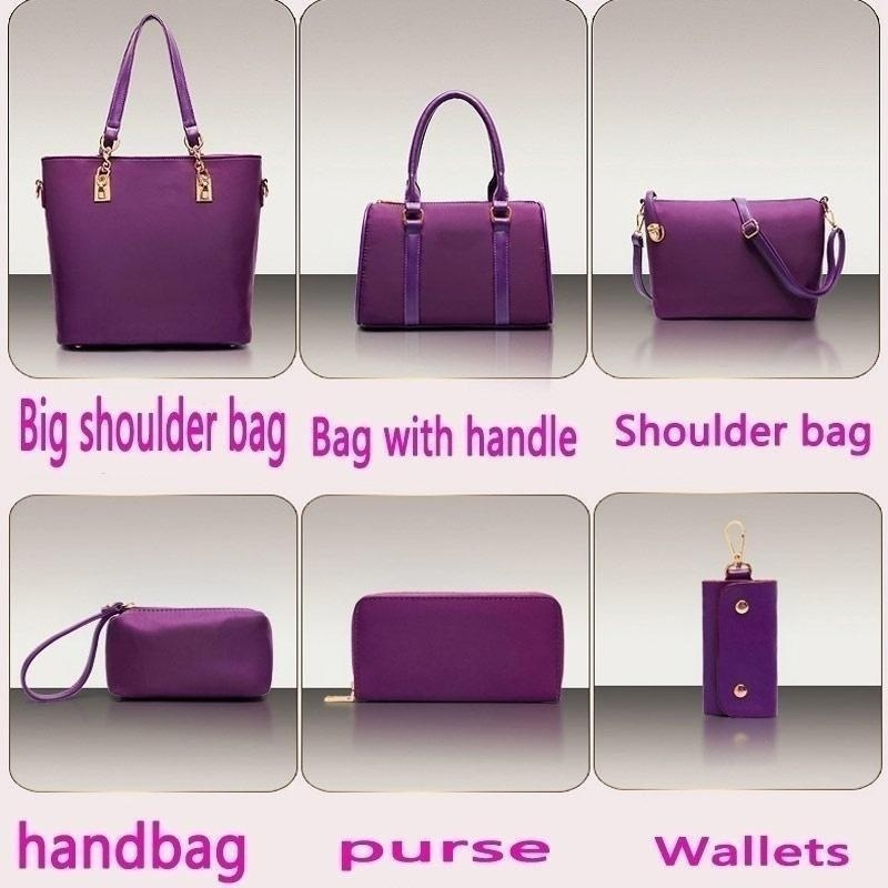 Luxury 6 Set Bags Handbag Shoulder Bag Tote Wallet Key Bag Patent Leather Design Bag