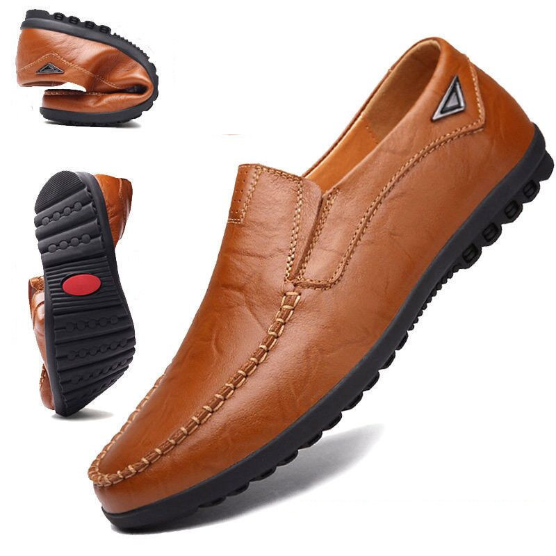 Men&apos;s Fashion Flat Casual Moccasins Shoes Leather Peas Shoes Male Walking Peas Shoes Loafers for Men