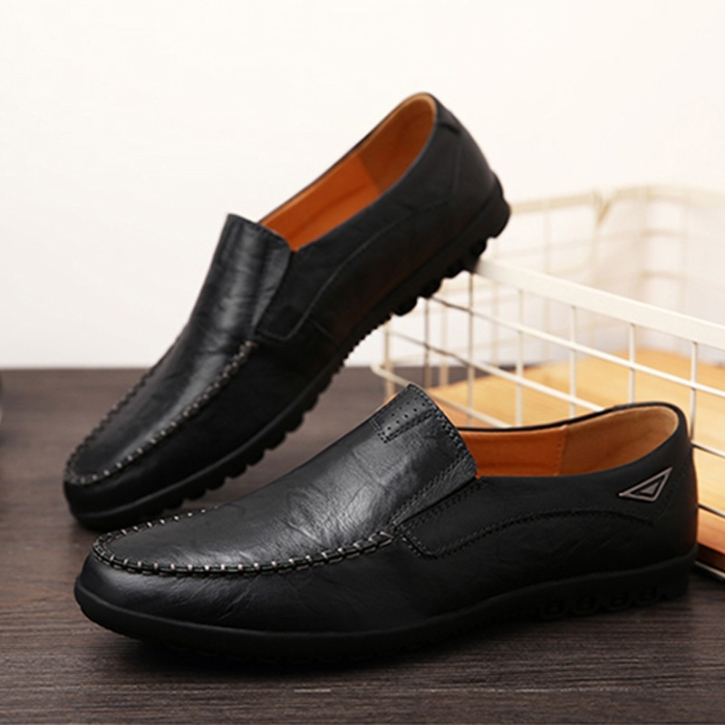 Men&apos;s Fashion Flat Casual Moccasins Shoes Leather Peas Shoes Male Walking Peas Shoes Loafers for Men