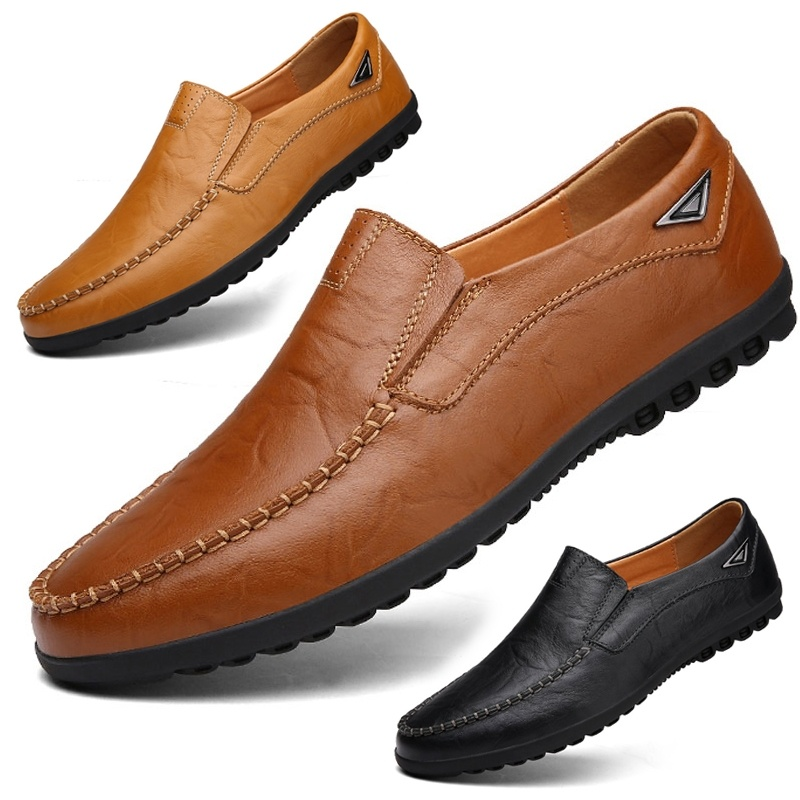 Men&apos;s Fashion Flat Casual Moccasins Shoes Leather Peas Shoes Male Walking Peas Shoes Loafers for Men