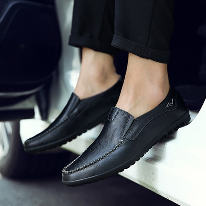 Men&apos;s Fashion Flat Casual Moccasins Shoes Leather Peas Shoes Male Walking Peas Shoes Loafers for Men