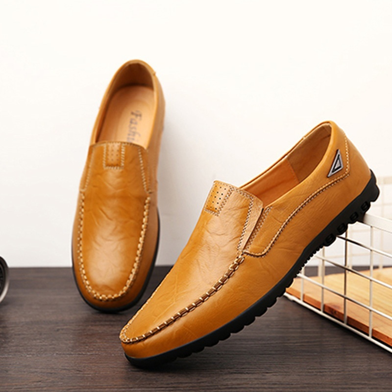 Men&apos;s Fashion Flat Casual Moccasins Shoes Leather Peas Shoes Male Walking Peas Shoes Loafers for Men