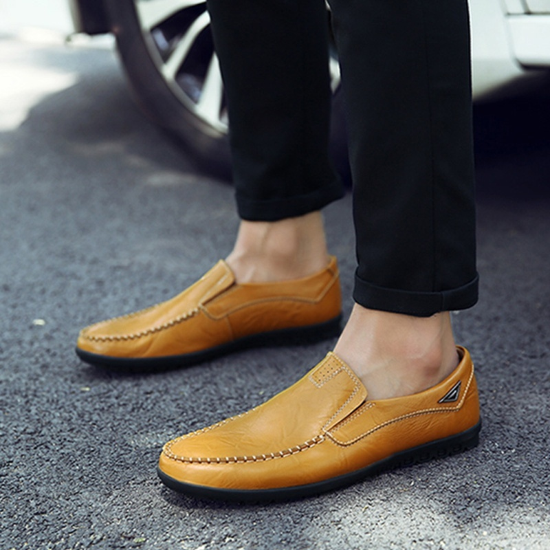 Men&apos;s Fashion Flat Casual Moccasins Shoes Leather Peas Shoes Male Walking Peas Shoes Loafers for Men
