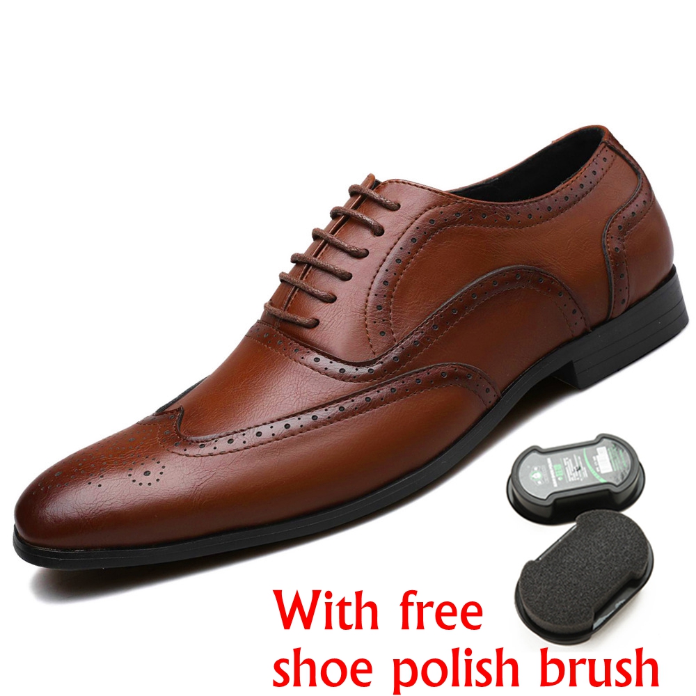 【Free Gift】Men's Shoes Leather Business Dress Shoes Casual Breathable Formal Oxford Wedding Shoes