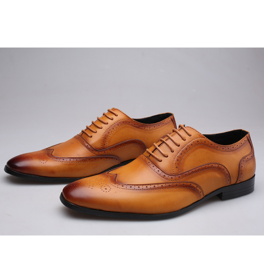 【Free Gift】Men's Shoes Leather Business Dress Shoes Casual Breathable Formal Oxford Wedding Shoes