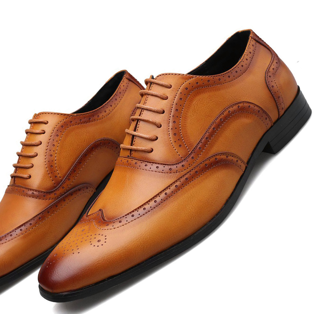 【Free Gift】Men's Shoes Leather Business Dress Shoes Casual Breathable Formal Oxford Wedding Shoes