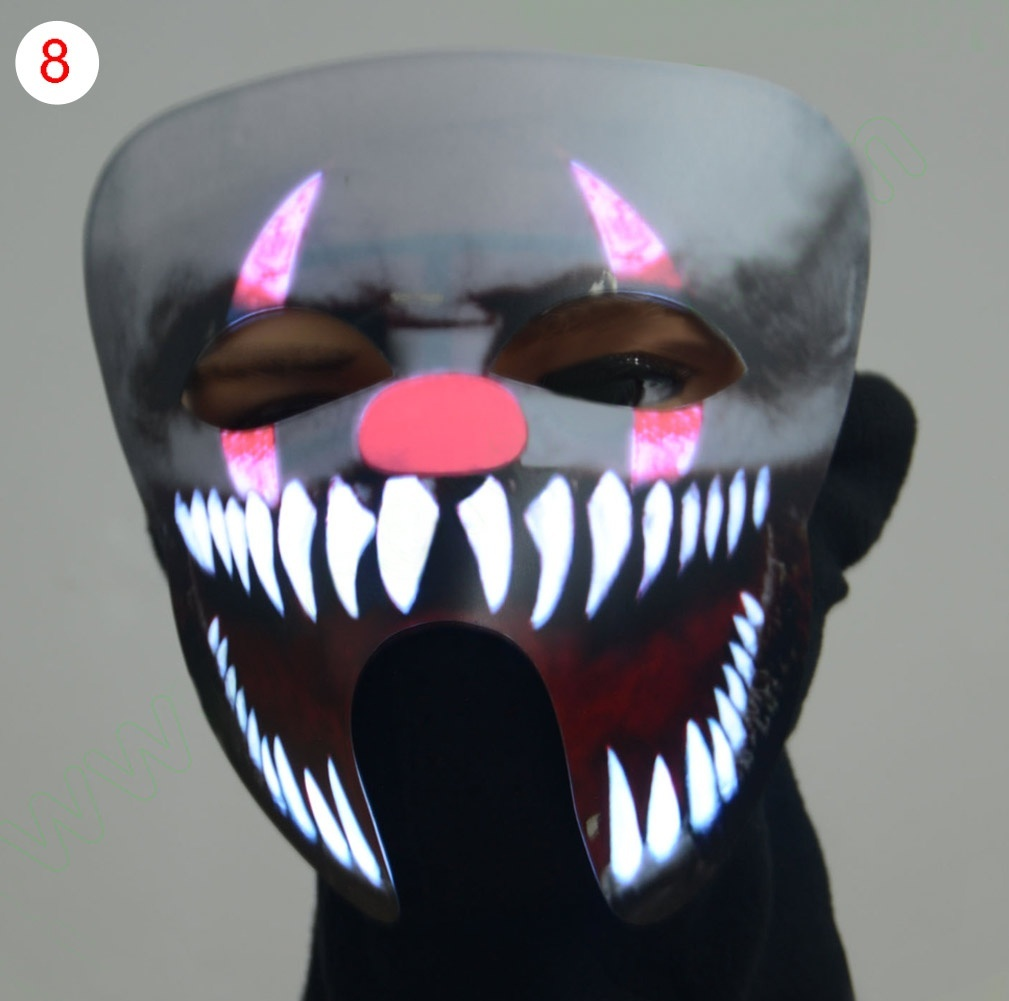 Face Mask Led Light Up Flashing Halloween Party Costume Dance Cosplay Cos Decor
