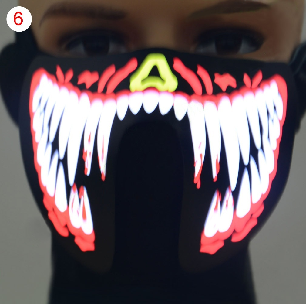 Face Mask Led Light Up Flashing Halloween Party Costume Dance Cosplay Cos Decor