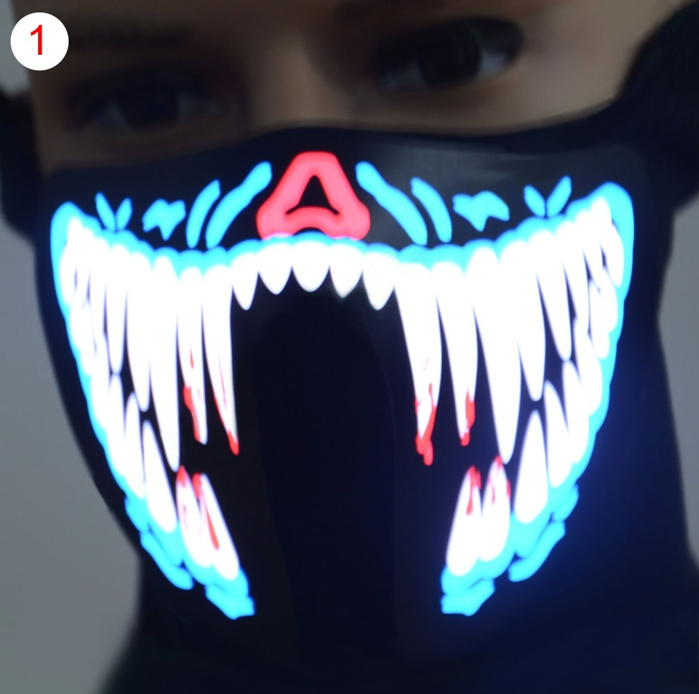 Face Mask Led Light Up Flashing Halloween Party Costume Dance Cosplay Cos Decor