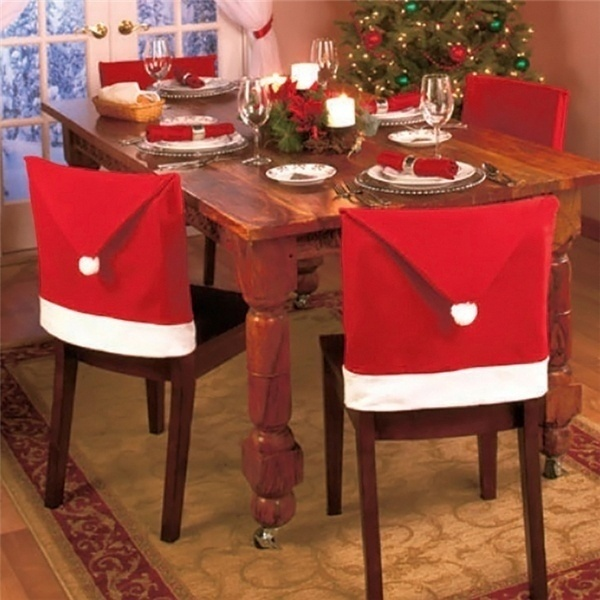 1pc Santa Claus Chair Cover Christmas Dinner Table Red Hat Chair Cover le président de couvrir