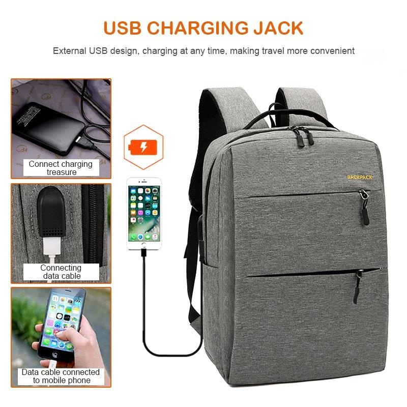 Large Capacity External USB Charging Interface Backpack, Waterproof Oxford Cloth Backpack