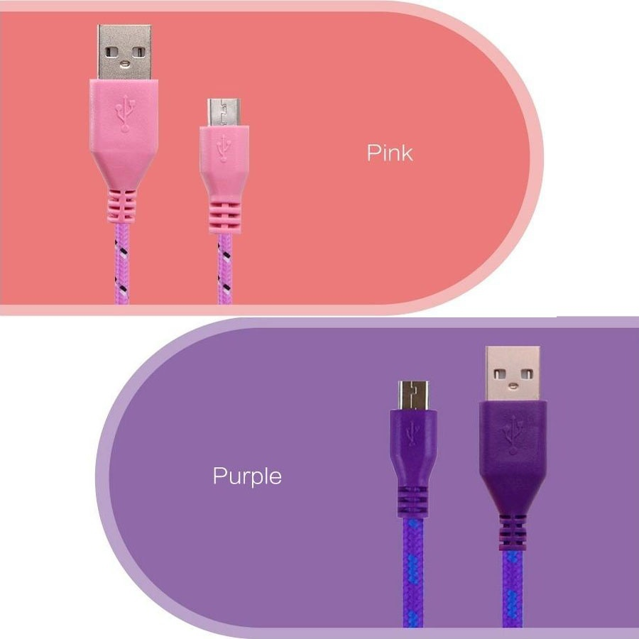 5pcs 1M Length Colorful Nylon Braided Micro USB Charger Cable for iPhone / Samsung Galaxy S7 edge