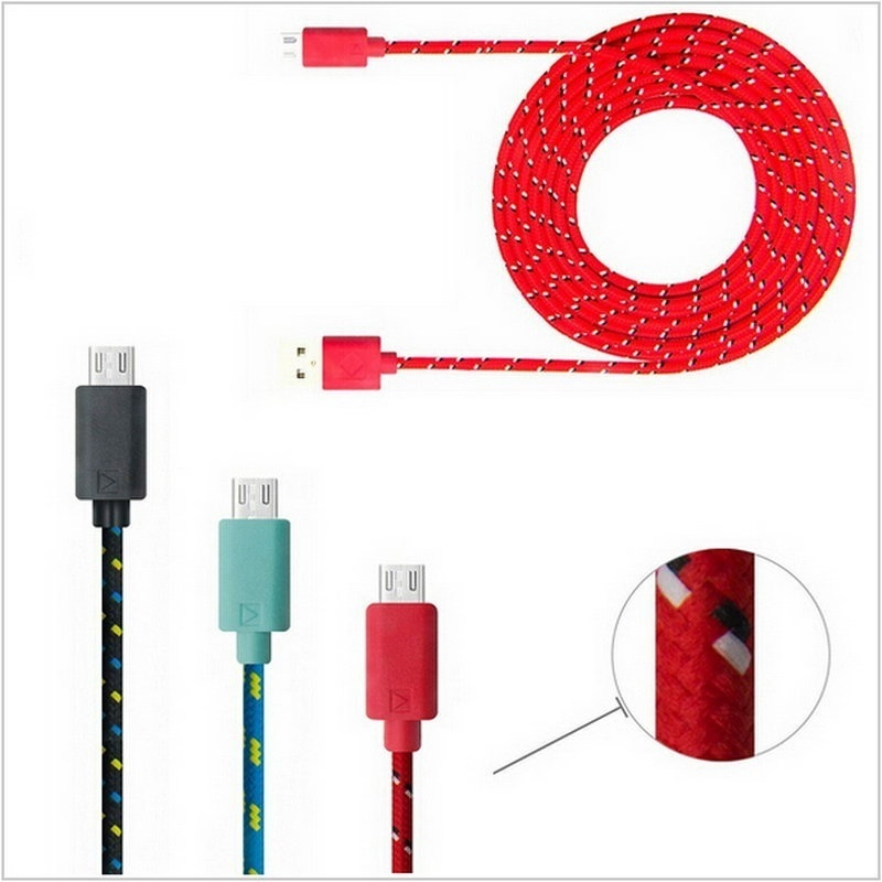 5pcs 1M Length Colorful Nylon Braided Micro USB Charger Cable for iPhone / Samsung Galaxy S7 edge